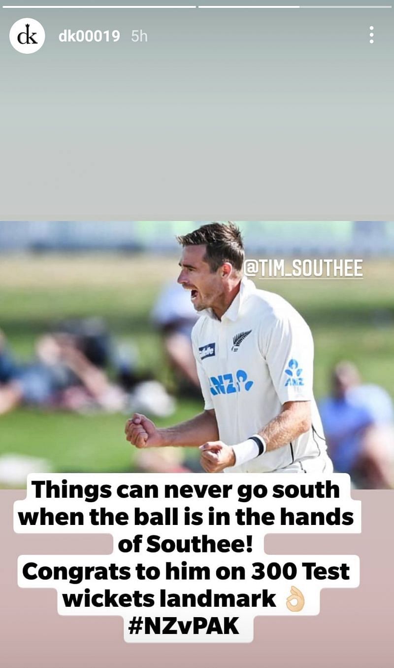 Dinesh Karthik's Instagram story
